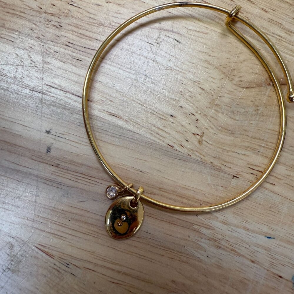 Nandri Gold-Tone Initial "D" Charm Bracelet With Rhinestone Accents & Adjustable - Picture 3 of 6